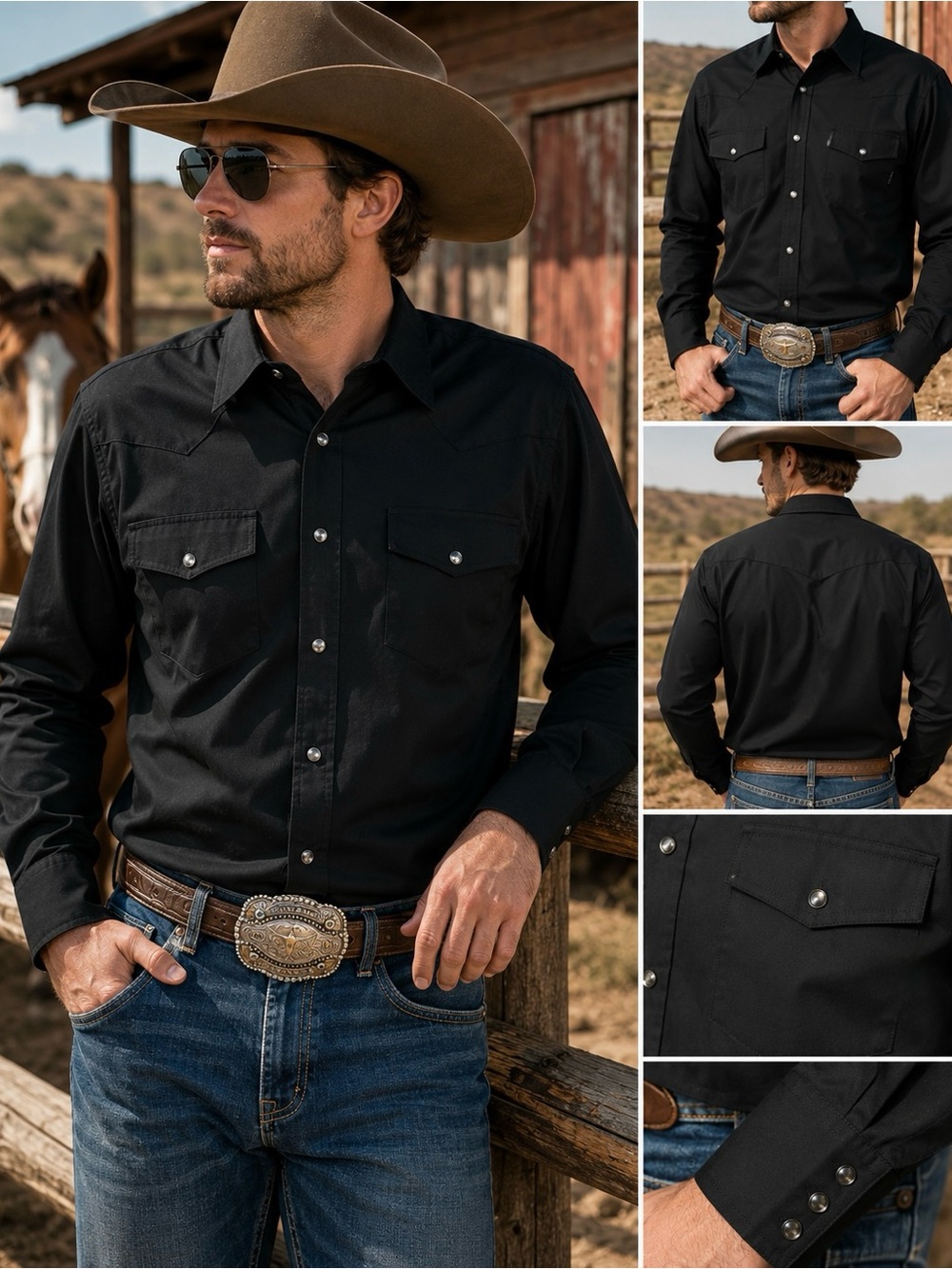 Gibson Trading Co. Black Western Pearl Snap Shirt XL NWOT Cowboy Rodeo